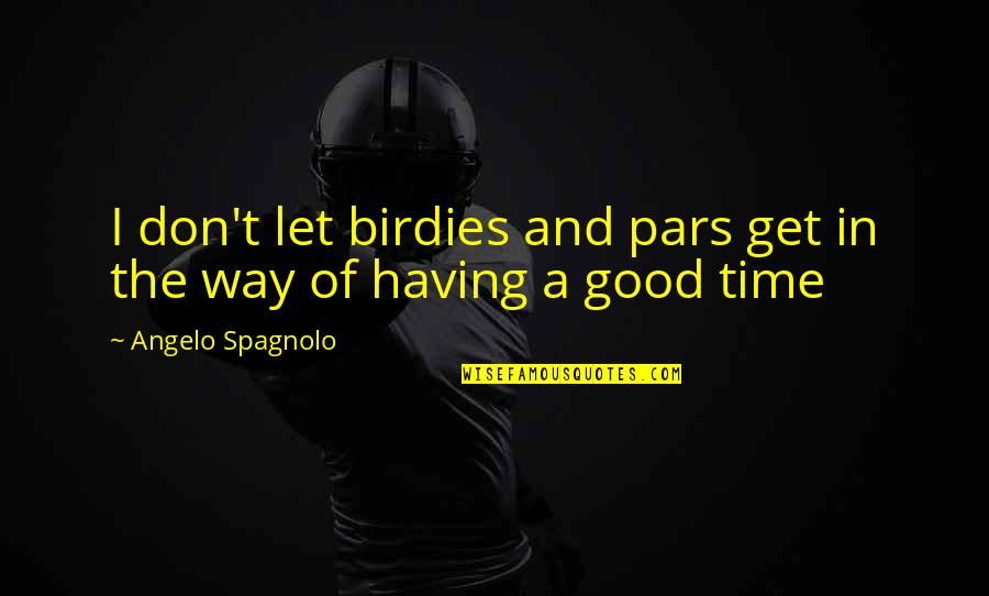 Gavyn Elkamil Quotes By Angelo Spagnolo: I don't let birdies and pars get in Gavyn Elkamil Quotes By Angelo Spagnolo: I don't let birdies and pars get in