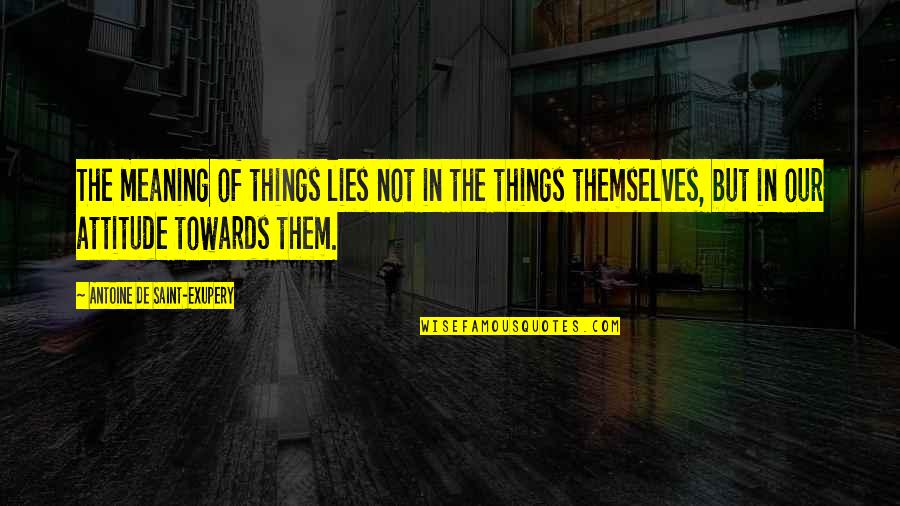 Gawell Direct Quotes By Antoine De Saint-Exupery: The meaning of things lies not in the