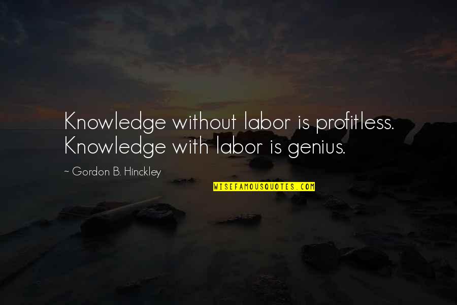 Gawlik Przyczepy Quotes By Gordon B. Hinckley: Knowledge without labor is profitless. Knowledge with labor