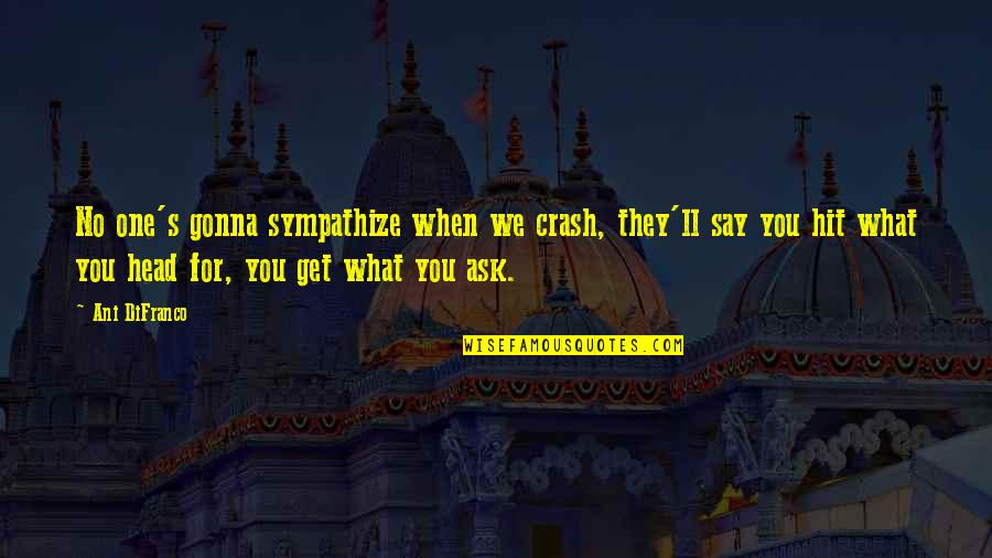 Gawne Quotes By Ani DiFranco: No one's gonna sympathize when we crash, they'll Gawne Quotes By Ani DiFranco: No one's gonna sympathize when we crash, they'll