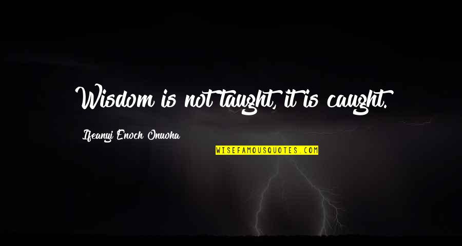 Gawne Quotes By Ifeanyi Enoch Onuoha: Wisdom is not taught, it is caught. Gawne Quotes By Ifeanyi Enoch Onuoha: Wisdom is not taught, it is caught.