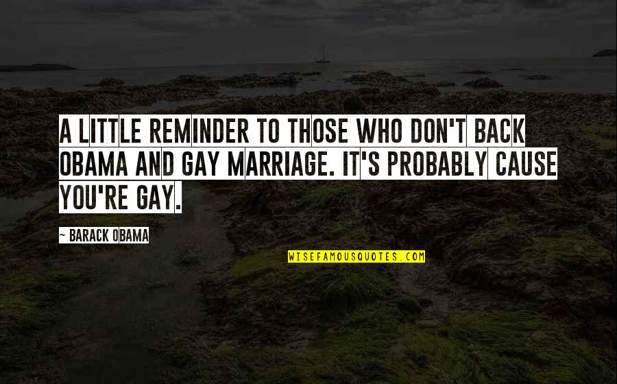 Gay Marriage By Obama Quotes By Barack Obama: A little reminder to those who don't back