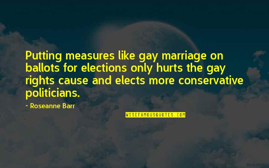 Gay Marriage By Politicians Quotes By Roseanne Barr: Putting measures like gay marriage on ballots for