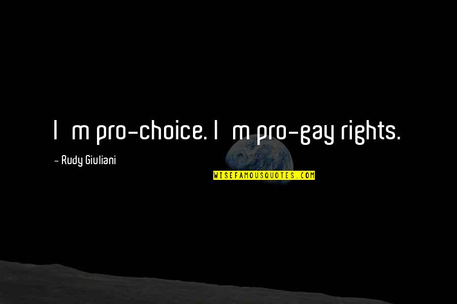 Gay Rights Quotes By Rudy Giuliani: I'm pro-choice. I'm pro-gay rights.