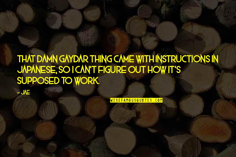 Gaydar Quotes By Jae: That damn gaydar thing came with instructions in