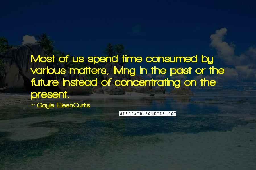 Gayle EileenCurtis quotes: Most of us spend time consumed by various matters, living in the past or the future instead of concentrating on the present.