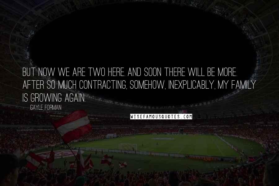 Gayle Forman quotes: But now we are two here. And soon there will be more. After so much contracting, somehow, inexplicably, my family is growing again.