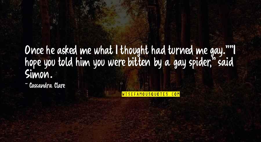 Gayness Quotes By Cassandra Clare: Once he asked me what I thought had