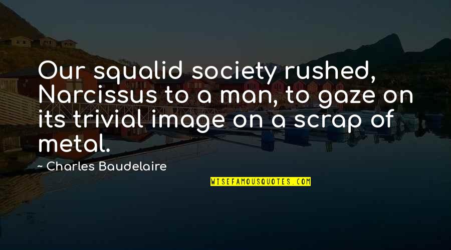Gaze Quotes By Charles Baudelaire: Our squalid society rushed, Narcissus to a man, Gaze Quotes By Charles Baudelaire: Our squalid society rushed, Narcissus to a man,