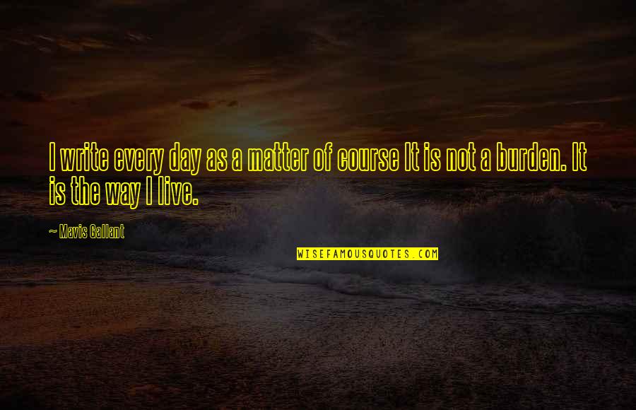 Gazelas Quotes By Mavis Gallant: I write every day as a matter of