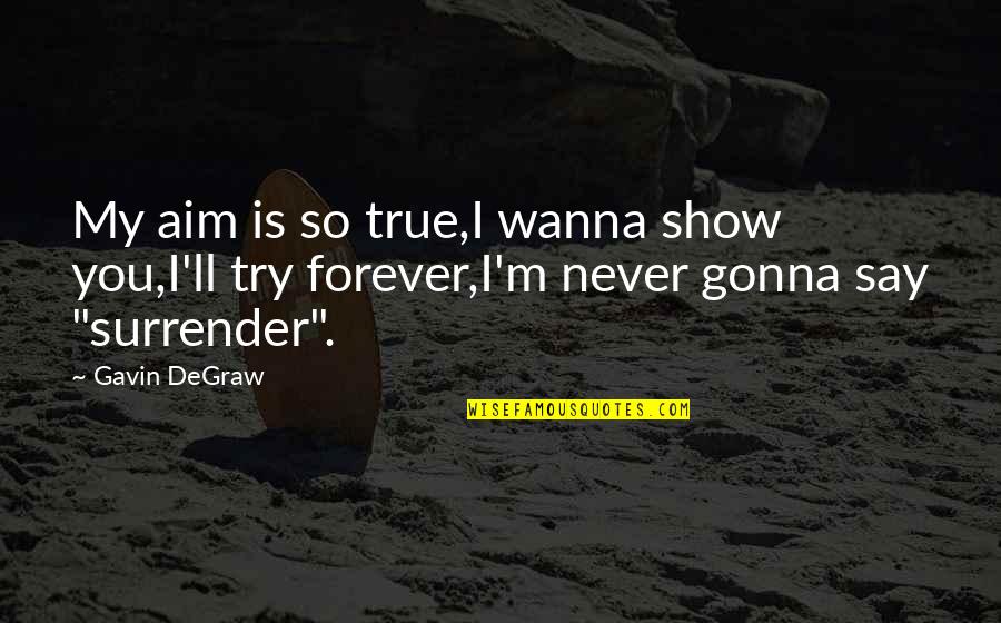 Gazing At The Moon Quotes By Gavin DeGraw: My aim is so true,I wanna show you,I'll