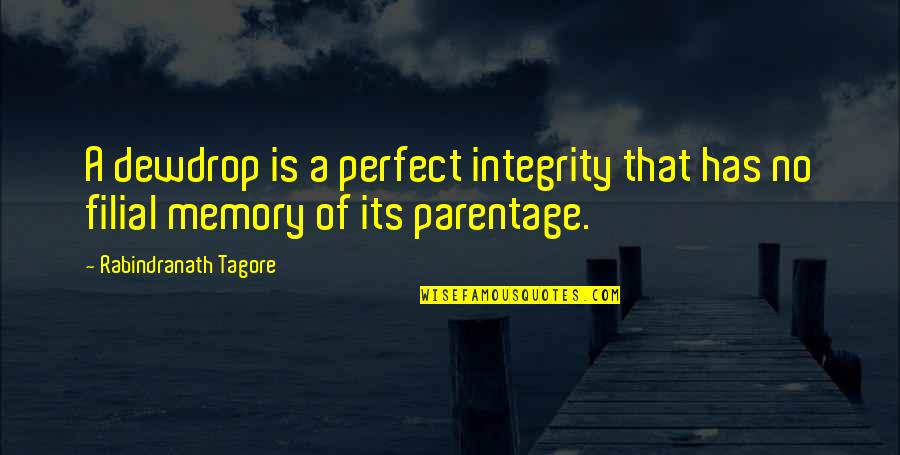 Gazzarris Hollywood Quotes By Rabindranath Tagore: A dewdrop is a perfect integrity that has Gazzarris Hollywood Quotes By Rabindranath Tagore: A dewdrop is a perfect integrity that has