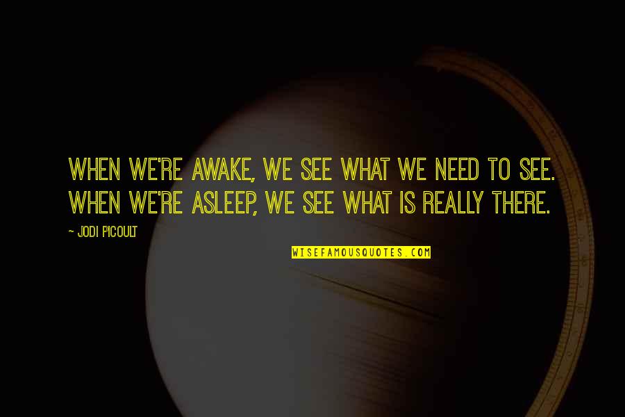 Gcww Quotes By Jodi Picoult: When we're awake, we see what we need