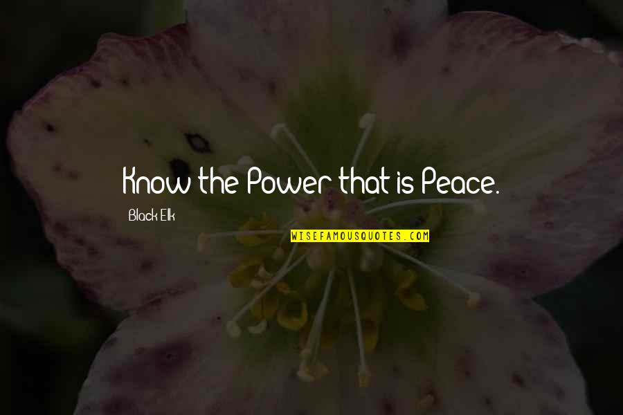Gdje Dunav Quotes By Black Elk: Know the Power that is Peace.