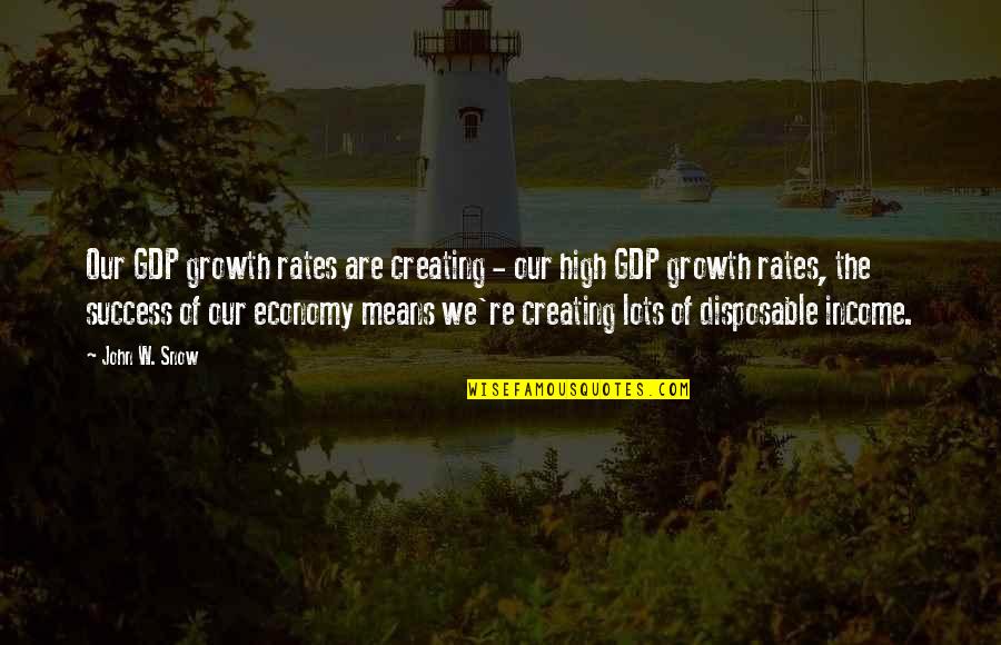 Gdp Growth Quotes By John W. Snow: Our GDP growth rates are creating - our