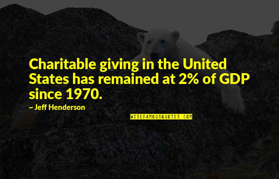Gdp Quotes By Jeff Henderson: Charitable giving in the United States has remained