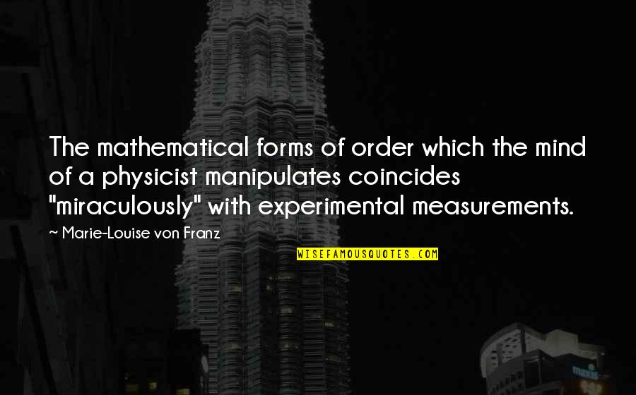 Gear Shift Quotes By Marie-Louise Von Franz: The mathematical forms of order which the mind