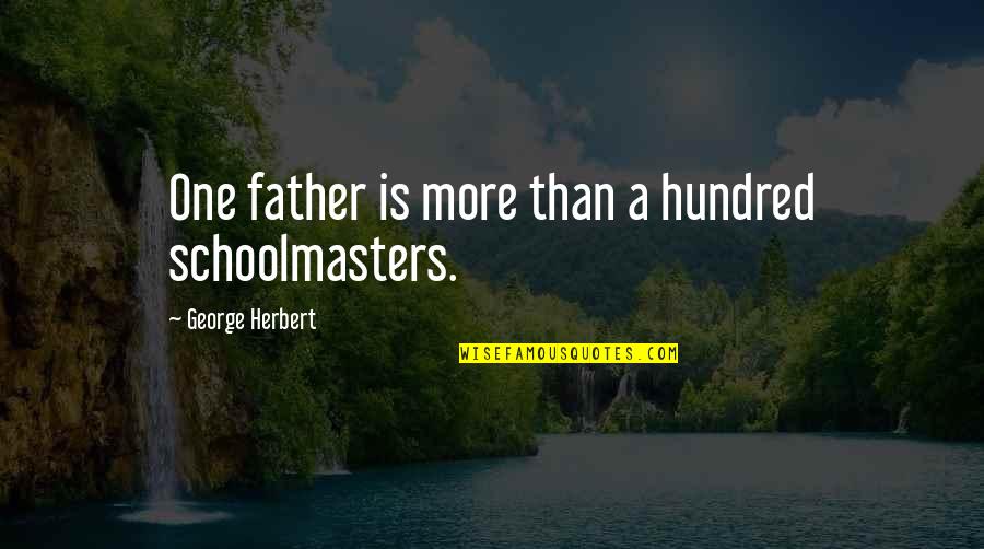 Gebonden Vector Quotes By George Herbert: One father is more than a hundred schoolmasters. Gebonden Vector Quotes By George Herbert: One father is more than a hundred schoolmasters.