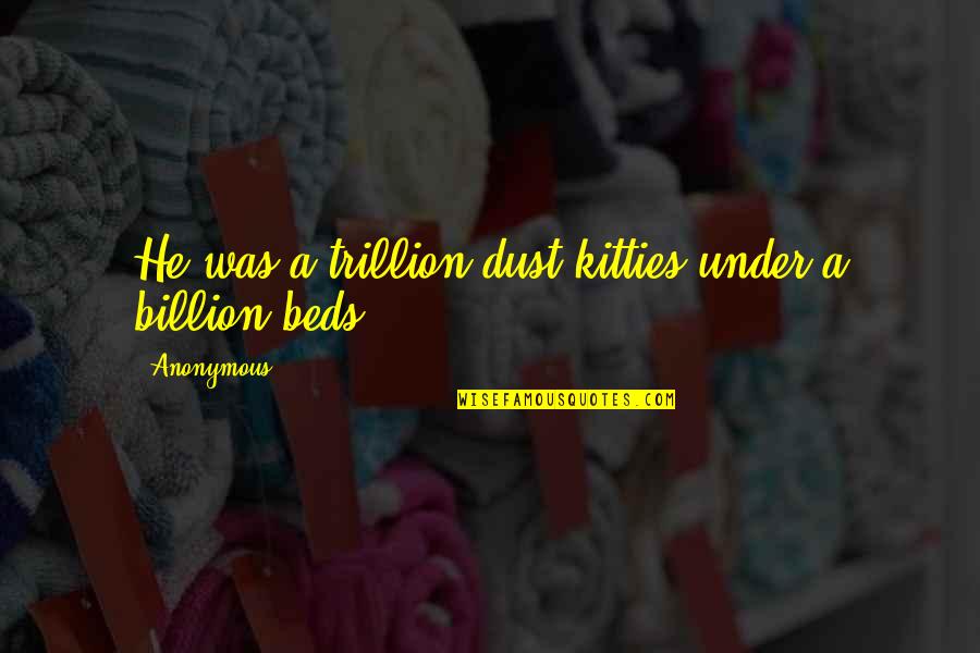 Gedaan Betekenis Quotes By Anonymous: He was a trillion dust-kitties under a billion