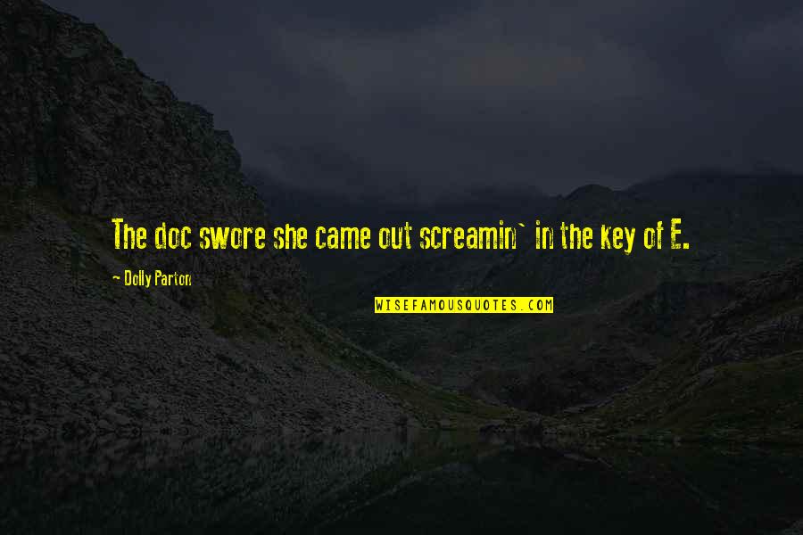 Geeroms Londerzeel Quotes By Dolly Parton: The doc swore she came out screamin' in Geeroms Londerzeel Quotes By Dolly Parton: The doc swore she came out screamin' in