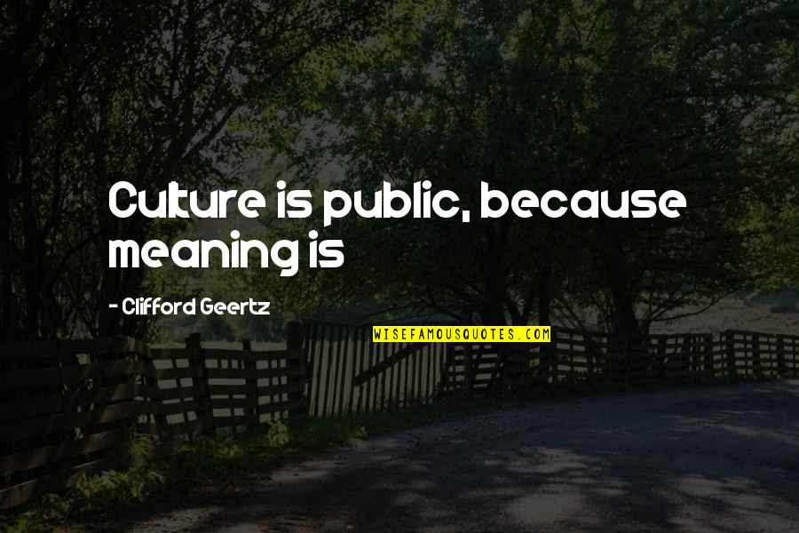 Geertz's Quotes By Clifford Geertz: Culture is public, because meaning is