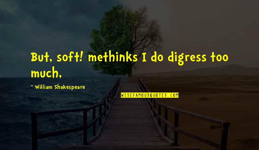 Gegenschein Quotes By William Shakespeare: But, soft! methinks I do digress too much,