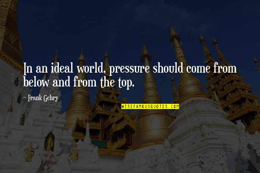 Gehry's Quotes By Frank Gehry: In an ideal world, pressure should come from