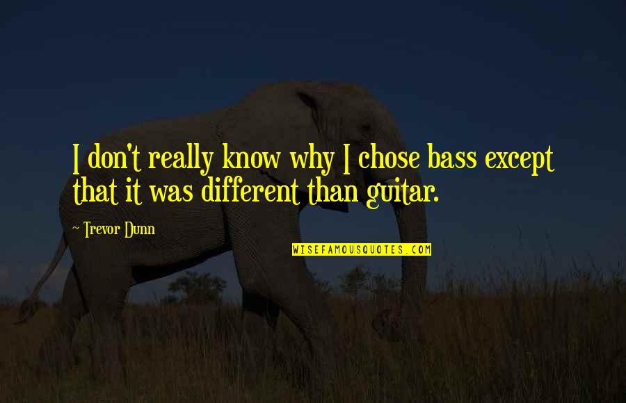 Geht Es Quotes By Trevor Dunn: I don't really know why I chose bass