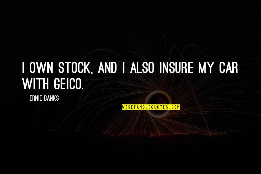 Geico Too Many Quotes By Ernie Banks: I own stock, and I also insure my