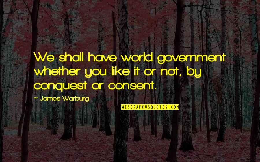 Geisser Amaro Quotes By James Warburg: We shall have world government whether you like