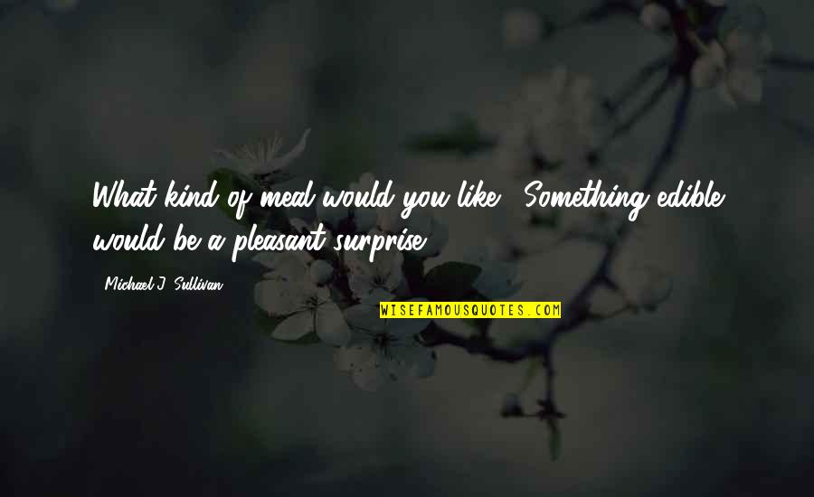 Gelegenheid In Het Quotes By Michael J. Sullivan: What kind of meal would you like?""Something edible Gelegenheid In Het Quotes By Michael J. Sullivan: What kind of meal would you like?""Something edible