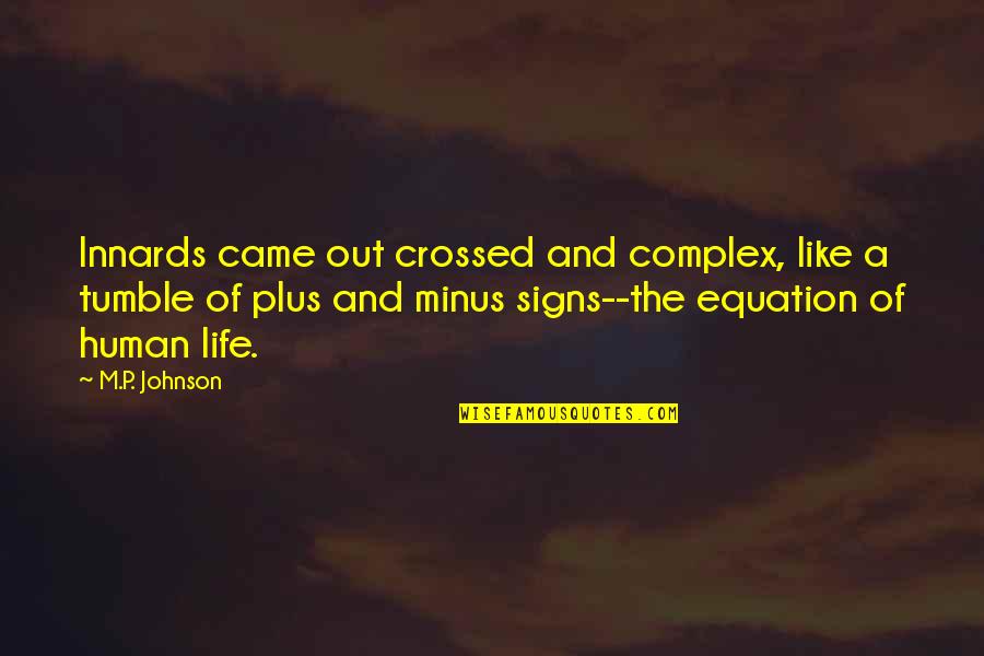Gelingen Ragoz Sa Quotes By M.P. Johnson: Innards came out crossed and complex, like a Gelingen Ragoz Sa Quotes By M.P. Johnson: Innards came out crossed and complex, like a