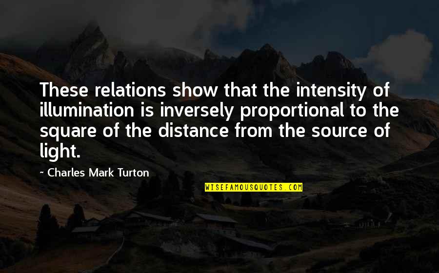 Gem Love Quotes By Charles Mark Turton: These relations show that the intensity of illumination