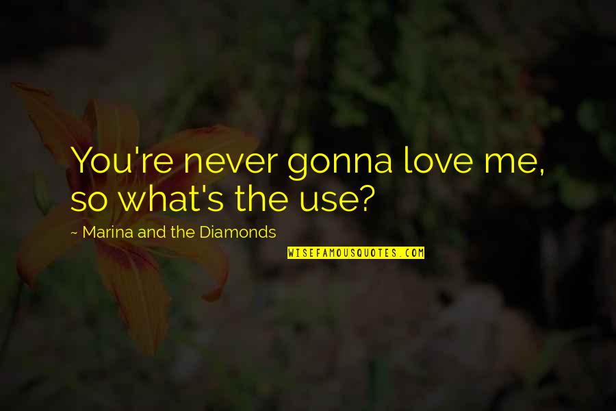 Gemaakt Overdreven Quotes By Marina And The Diamonds: You're never gonna love me, so what's the Gemaakt Overdreven Quotes By Marina And The Diamonds: You're never gonna love me, so what's the