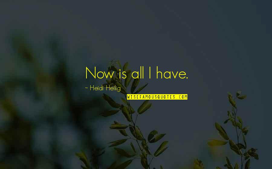 Gemelas Ortega Quotes By Heidi Heilig: Now is all I have. Gemelas Ortega Quotes By Heidi Heilig: Now is all I have.