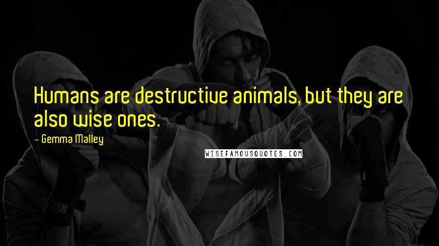 Gemma Malley quotes: Humans are destructive animals, but they are also wise ones.