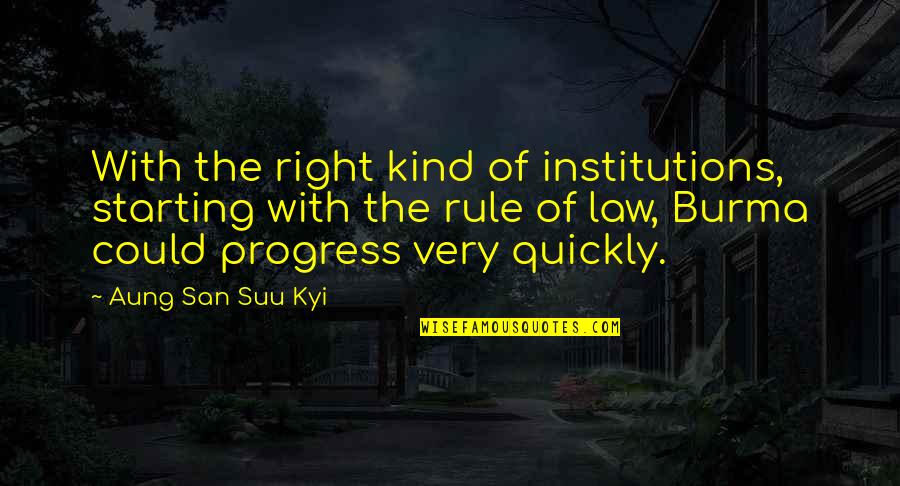 Gemselect Quotes By Aung San Suu Kyi: With the right kind of institutions, starting with