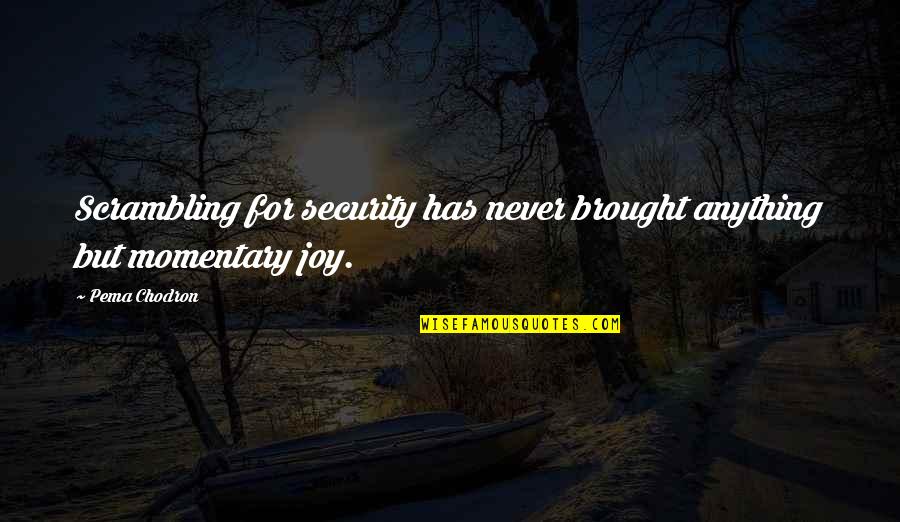 Genavave Desisto Quotes By Pema Chodron: Scrambling for security has never brought anything but