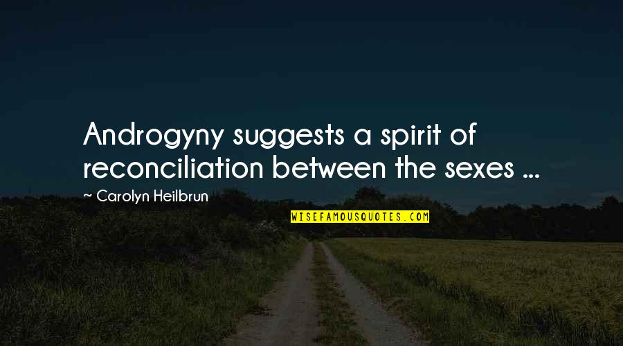 Gender And Sex Quotes By Carolyn Heilbrun: Androgyny suggests a spirit of reconciliation between the