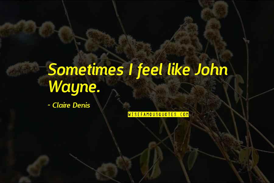 Gender Reveal Party Quotes By Claire Denis: Sometimes I feel like John Wayne.
