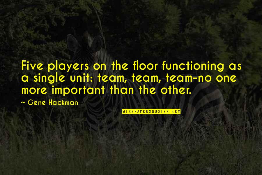 Gene Hackman Quotes By Gene Hackman: Five players on the floor functioning as a