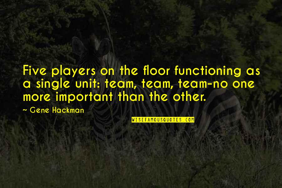 Gene Hackman Quotes By Gene Hackman: Five players on the floor functioning as a