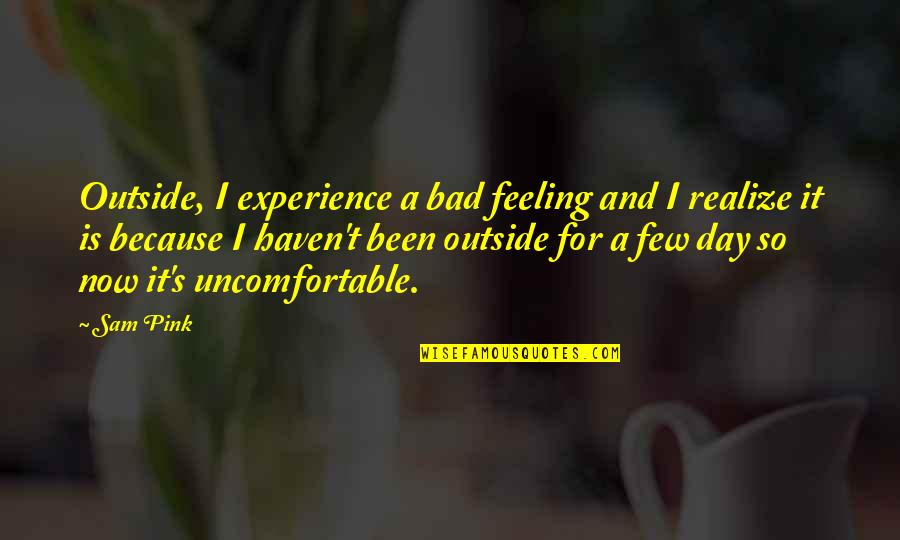Gene Sayfie Quotes By Sam Pink: Outside, I experience a bad feeling and I Gene Sayfie Quotes By Sam Pink: Outside, I experience a bad feeling and I