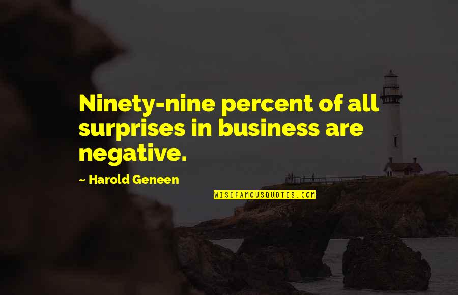 Geneen Quotes By Harold Geneen: Ninety-nine percent of all surprises in business are