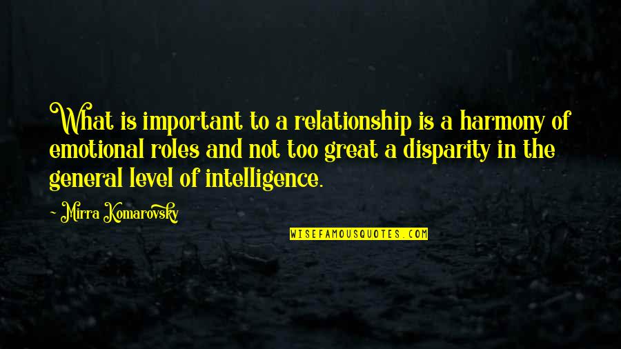 General Intelligence Quotes By Mirra Komarovsky: What is important to a relationship is a