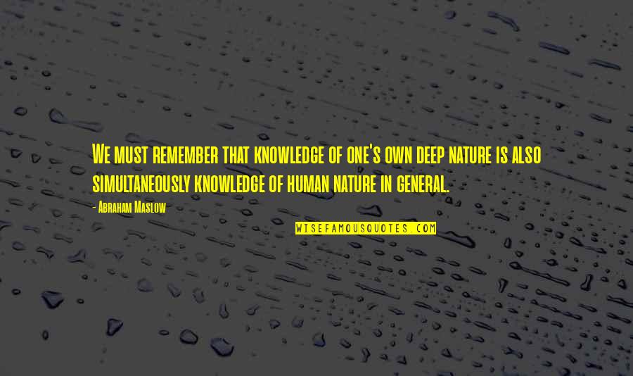 General Knowledge Quotes By Abraham Maslow: We must remember that knowledge of one's own