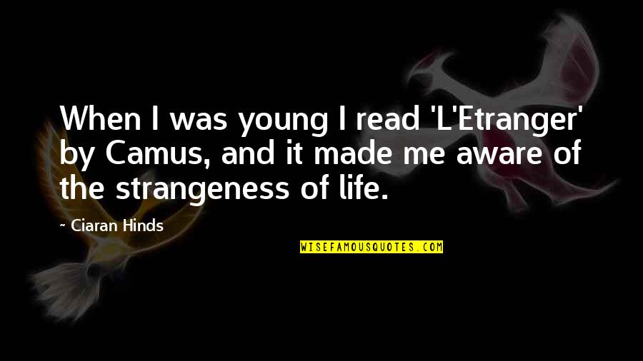 Generalidades Quotes By Ciaran Hinds: When I was young I read 'L'Etranger' by