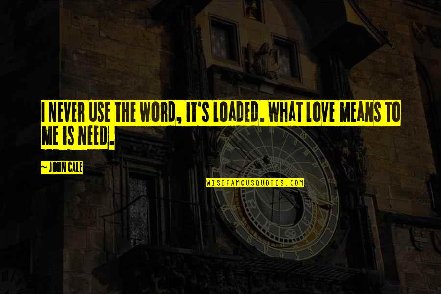 Generalists And Specialists Quotes By John Cale: I never use the word, it's loaded. What