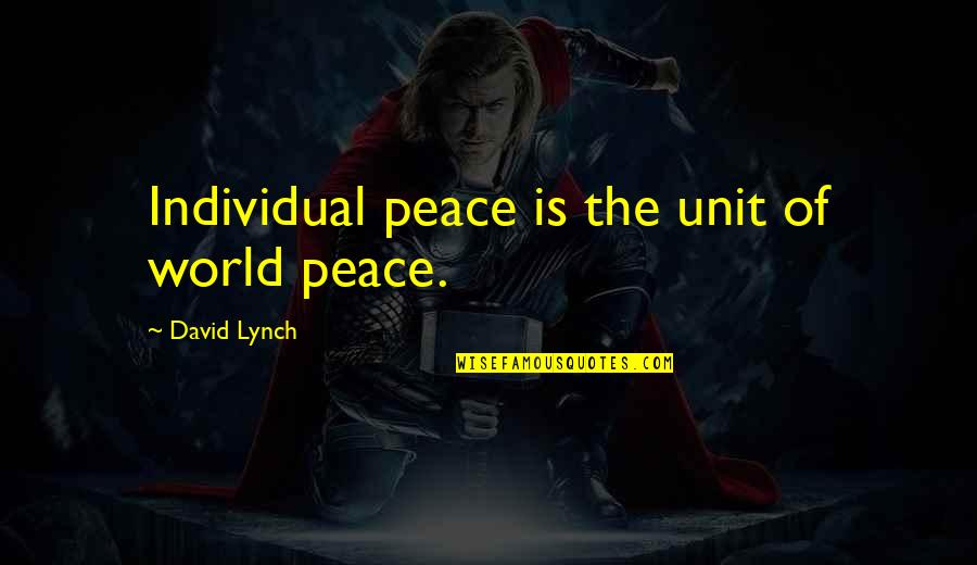 Generalists Quotes By David Lynch: Individual peace is the unit of world peace.