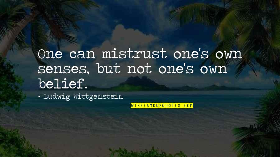 Generalmente Definicion Quotes By Ludwig Wittgenstein: One can mistrust one's own senses, but not Generalmente Definicion Quotes By Ludwig Wittgenstein: One can mistrust one's own senses, but not